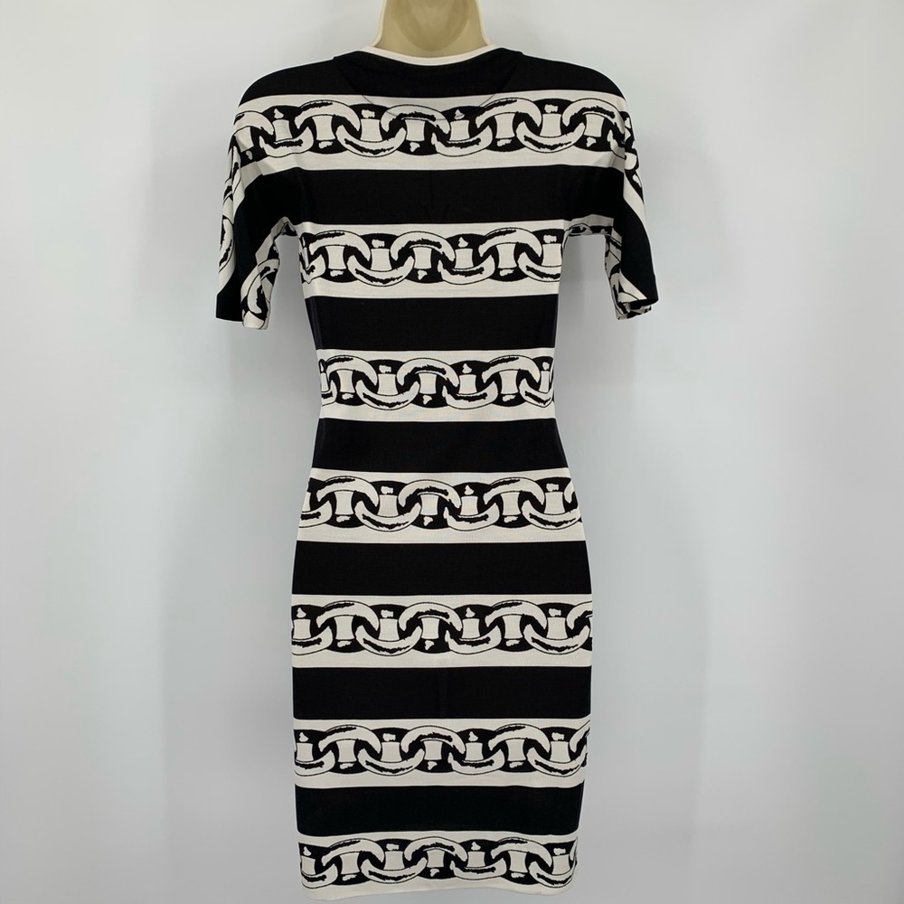 DVF Diane von Furstenberg Brenna Banded Chains Black silk shift dress new 0 - Picture 3 of 6